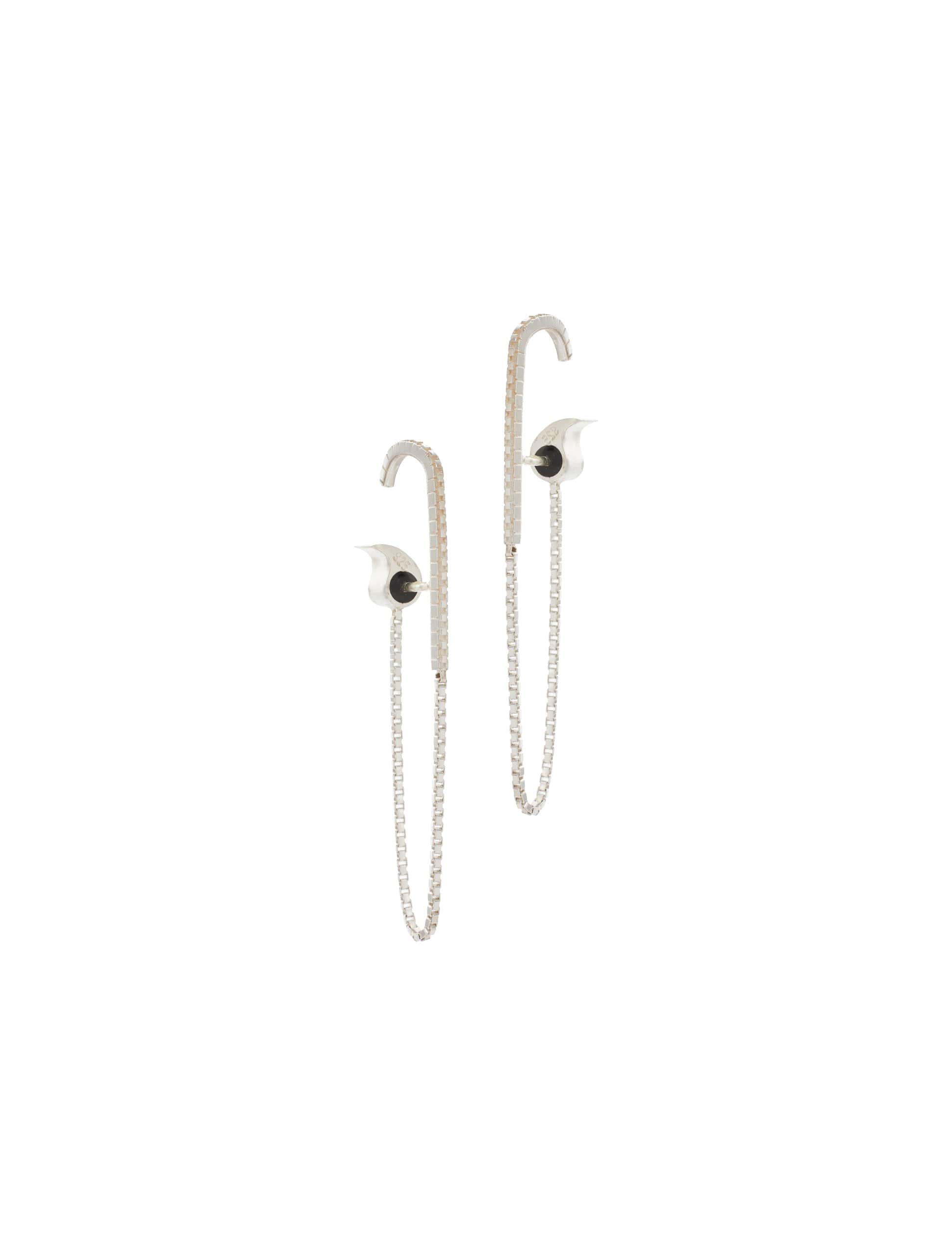 Drop Cuff Earrings Short Silver