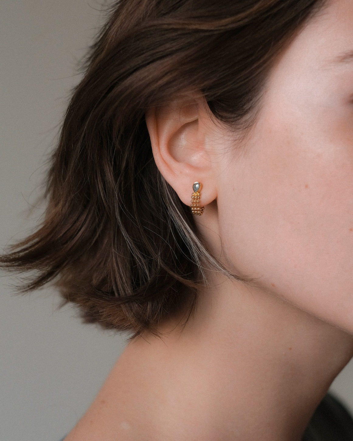 Blue Topaz Chain Hoops