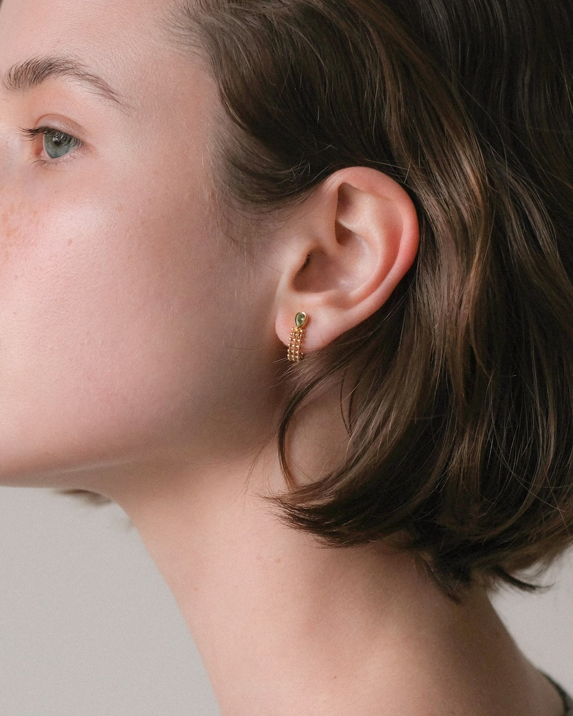 Peridot  Chain Hoops