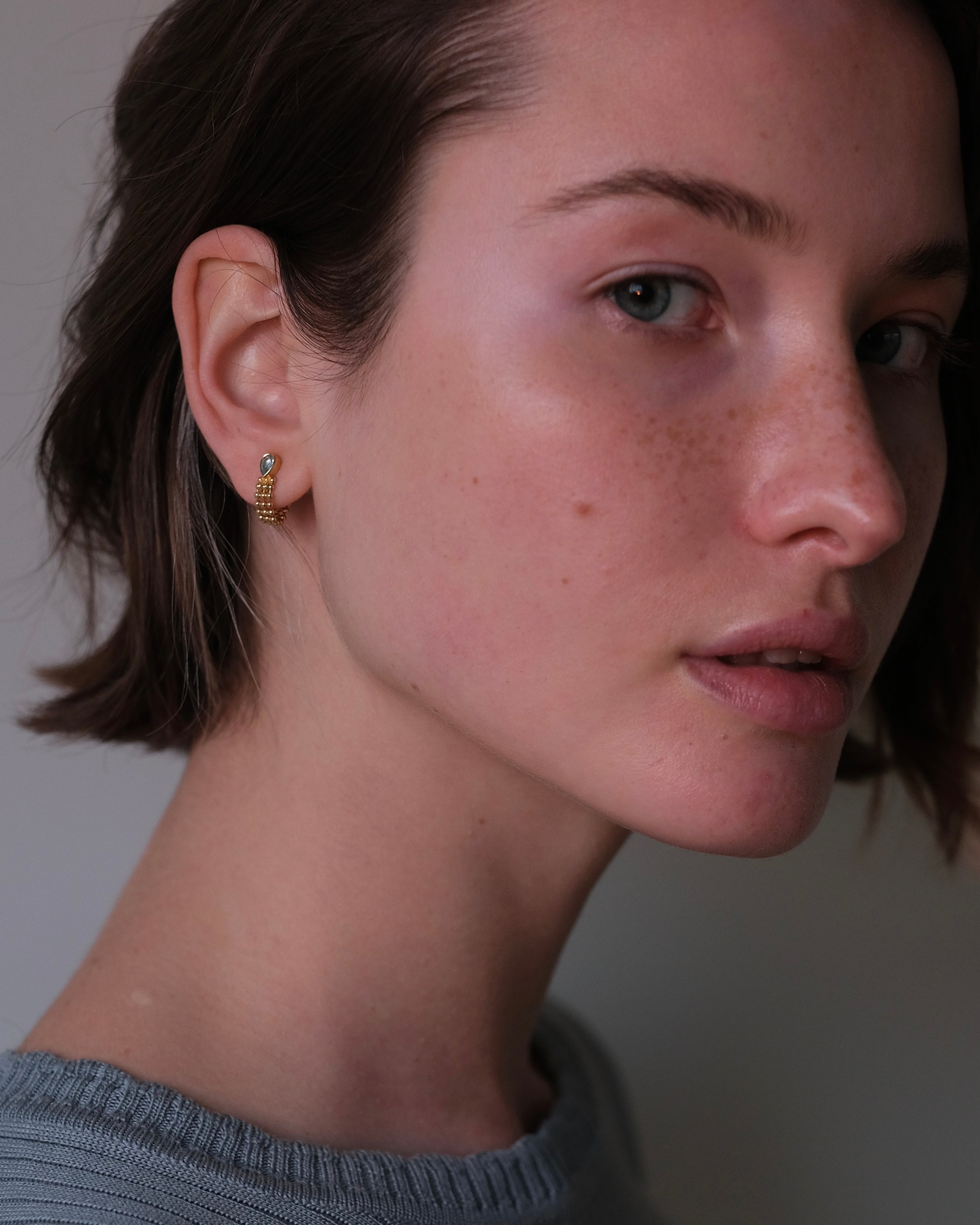 Blue Topaz Chain Hoops