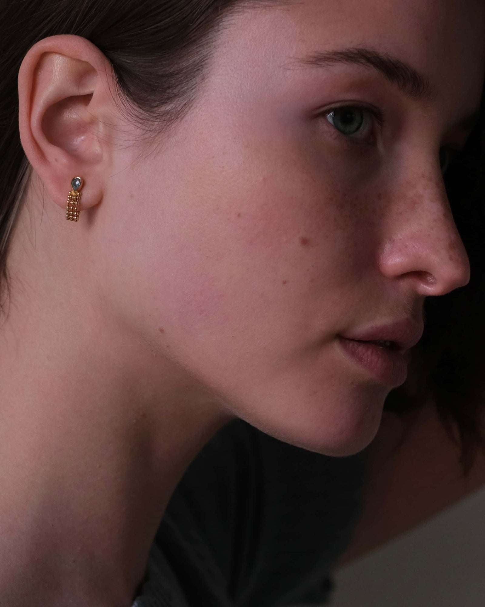 Blue Topaz Chain Hoops