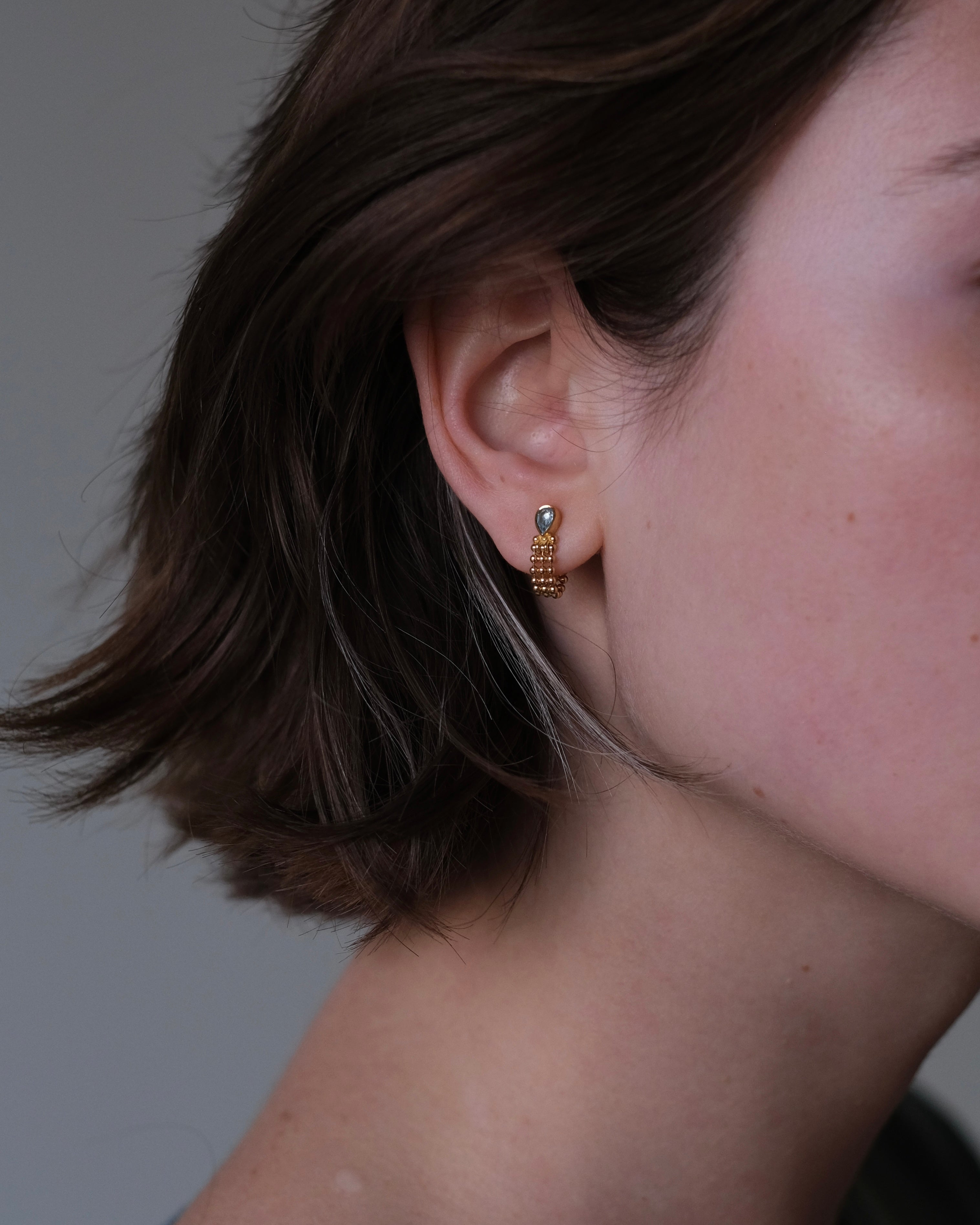 Blue Topaz Chain Hoops