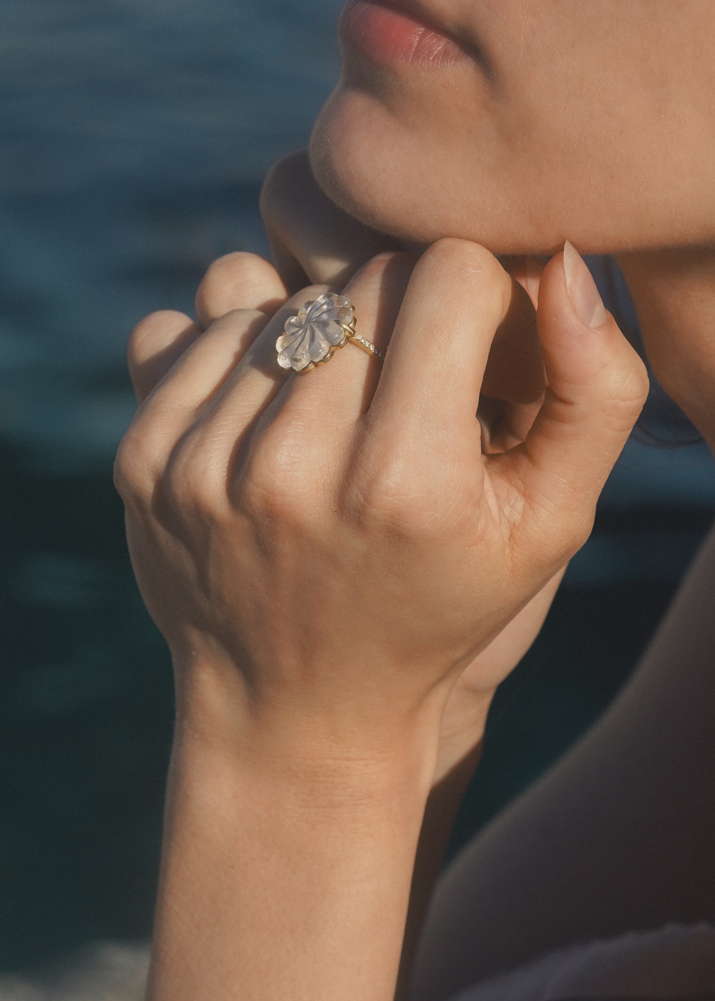 Sea Flower Ring Diamonds